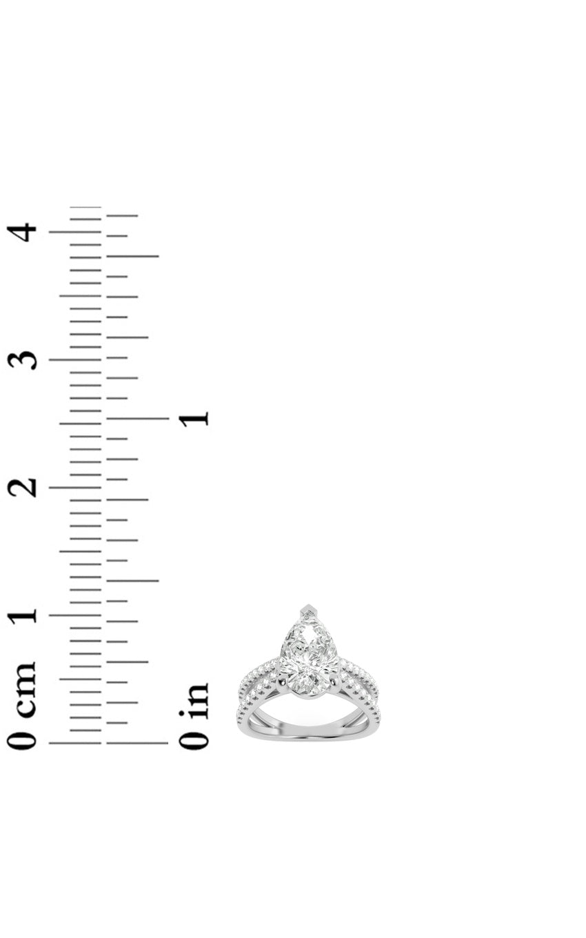 2Cttw Pear Shaped Lab Grown Diamond (F/VS) Cross Shank Accented Engagement Ring in 14K Gold