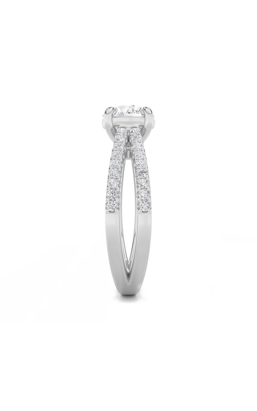 2Cttw Round Shaped Lab Grown Diamond (F/VS) CrossShank Accented Engagement Ring in 14K Gold