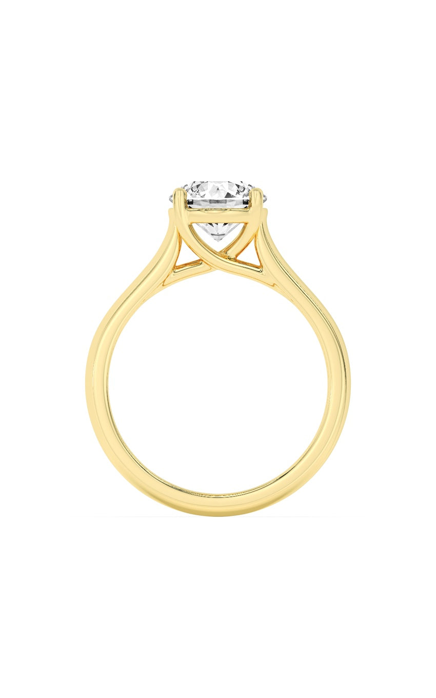 2Cttw Round Shaped Lab Grown Diamond (F/VS) PlainCathedral Trellis Shank Solitaire Engagement Ringin 14K Gold