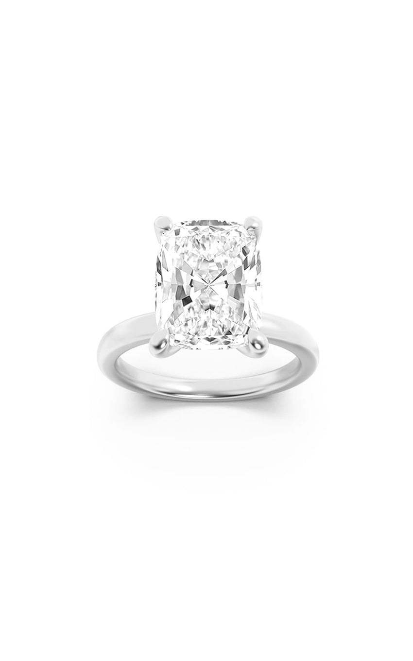 2Cttw Elongated Cushion Shaped Lab Grown Diamond (F/VS) Hidden Halo Plain Shank Engagement Ring in 14K Gold