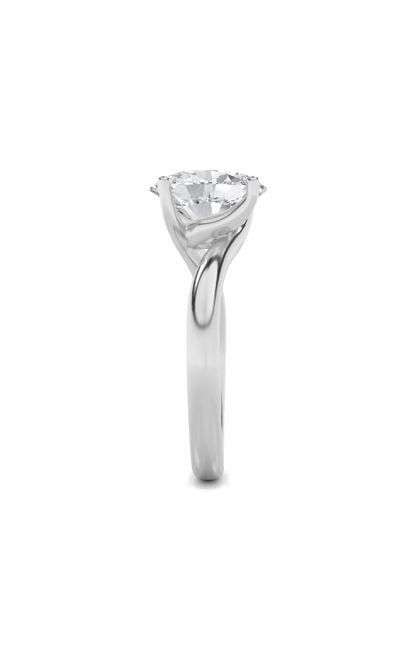 2Cttw Oval Shaped Lab Grown Diamond (F/VS) Bypass Shank Engagement Ring in 14K Gold