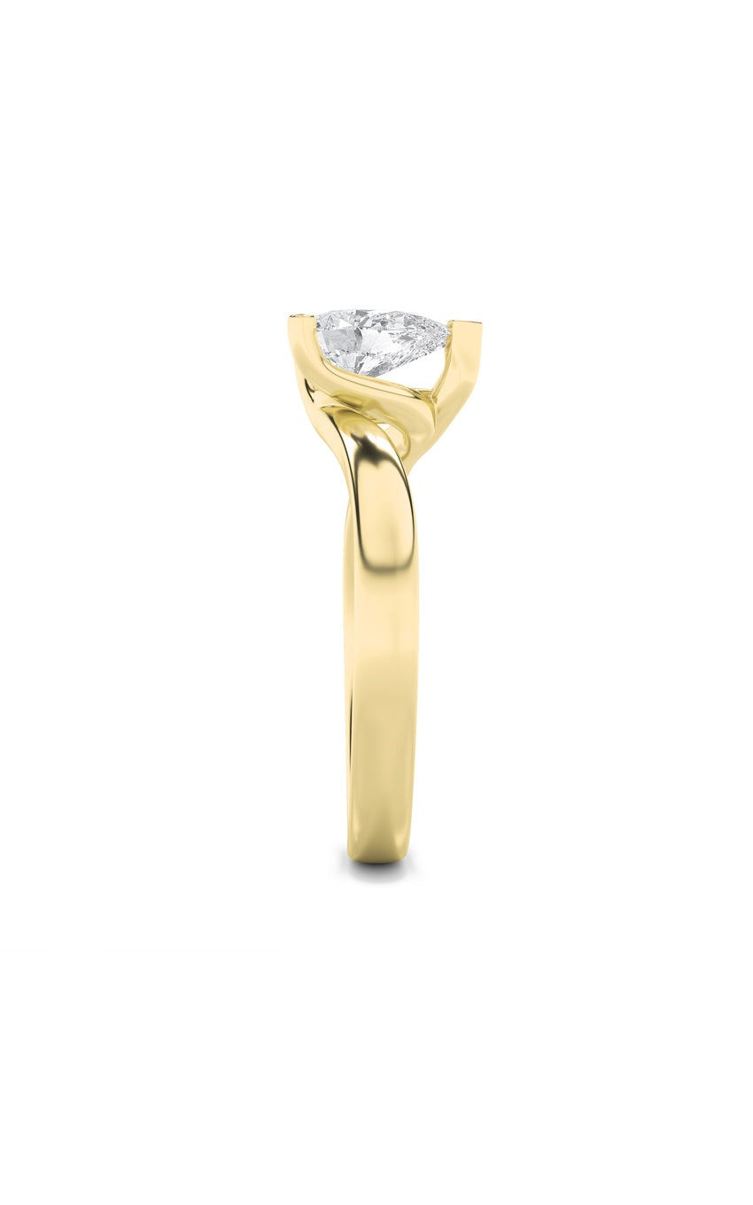 1Cttw Pear Shaped Lab Grown Diamond (F/VS) BypassShank Engagement Ring in 14K Gold