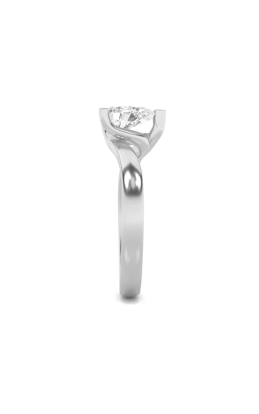 2Cttw Pear Shaped Lab Grown Diamond (F/VS) BypassShank Engagement Ring in 14K Gold
