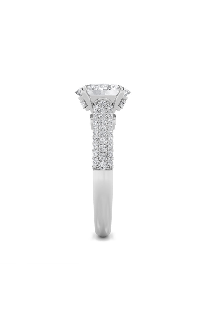 1.5Cttw Oval Shaped Lab Grown Diamond (F/VS) Hidden Halo Accented Engagement Ring in 14K Gold