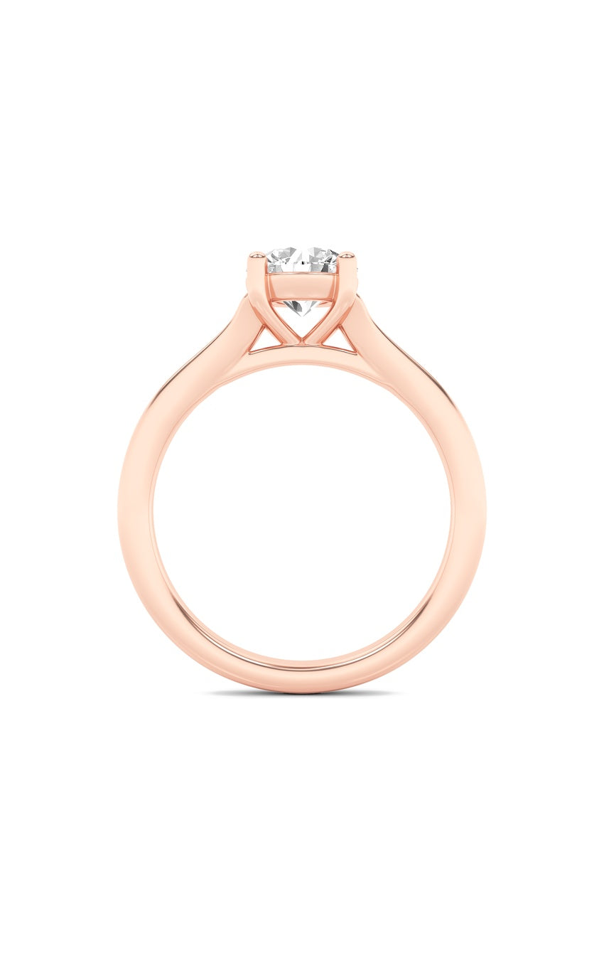 1Cttw Round Shaped Lab Grown Diamond (F/VS) SplitShank Solitaire Engagement Ring in 14K Gold