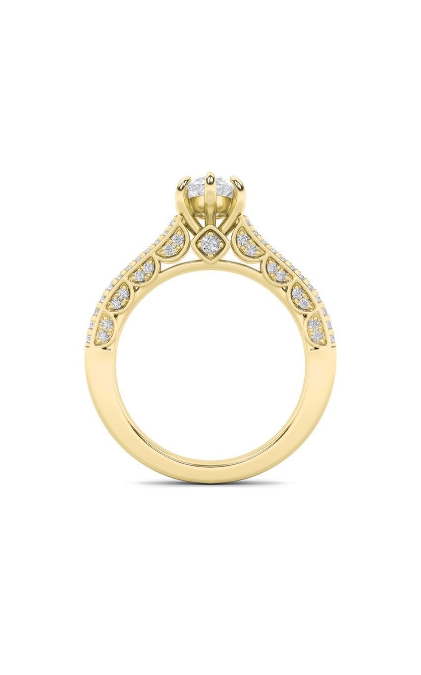2Cttw Pear Shaped Lab Grown Diamond (F/VS) Split Shank Accented Engagement Ring in 14K Gold