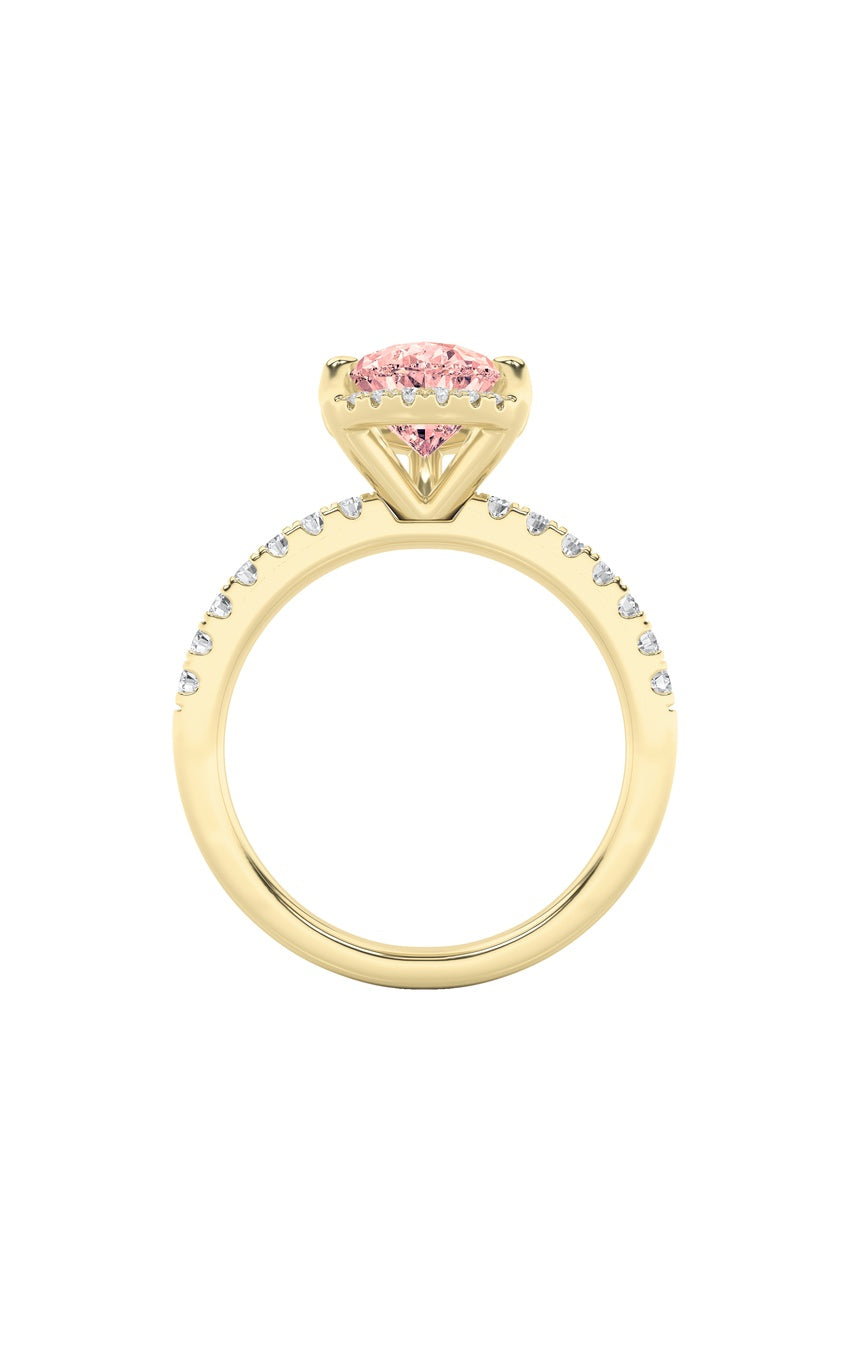 2Cttw Pear Shaped Lab Grown Diamond (F/VS) Halo Accented Engagement Ring in 14K Gold