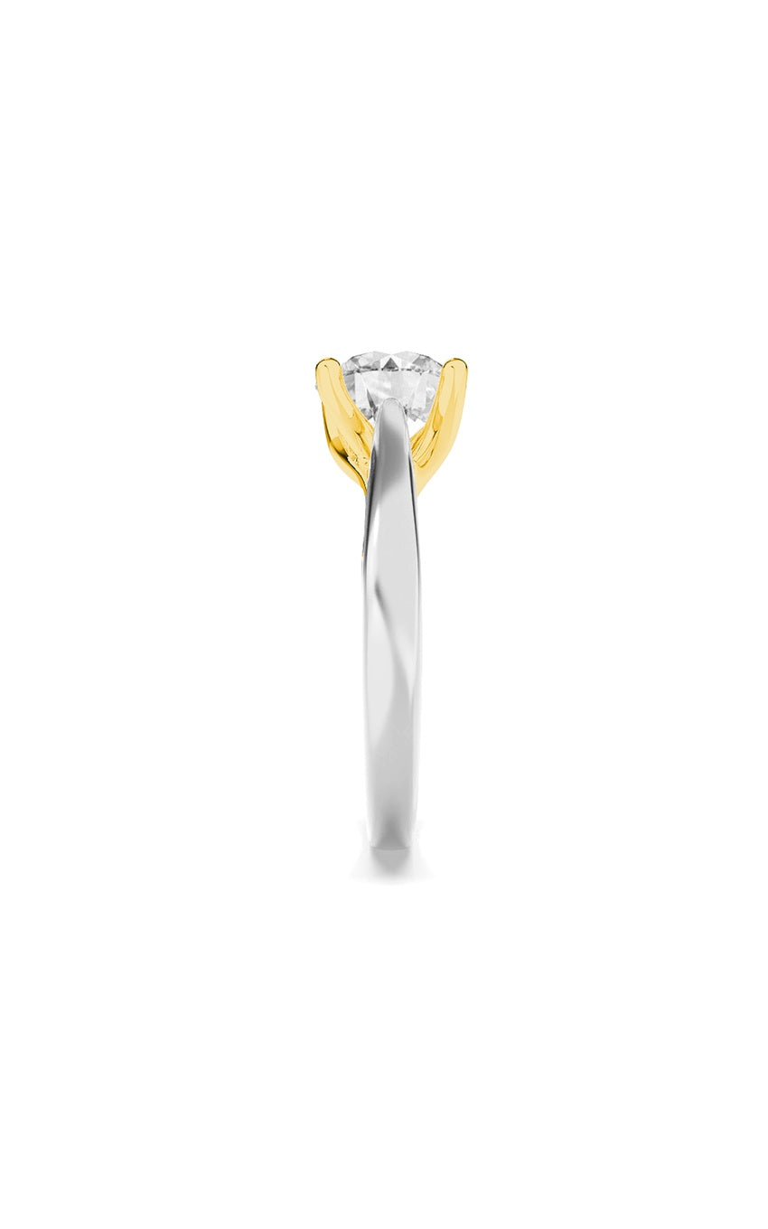1.5Cttw Round Shaped Lab Grown Diamond (F/VS) TwoTone Cathedral Shank Engagement Ring in 14K Gold