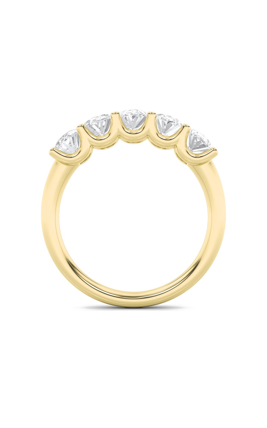 2Cttw Oval Shaped Lab Grown Diamond (F/VS) Five Stone Band Ring in 14K Gold