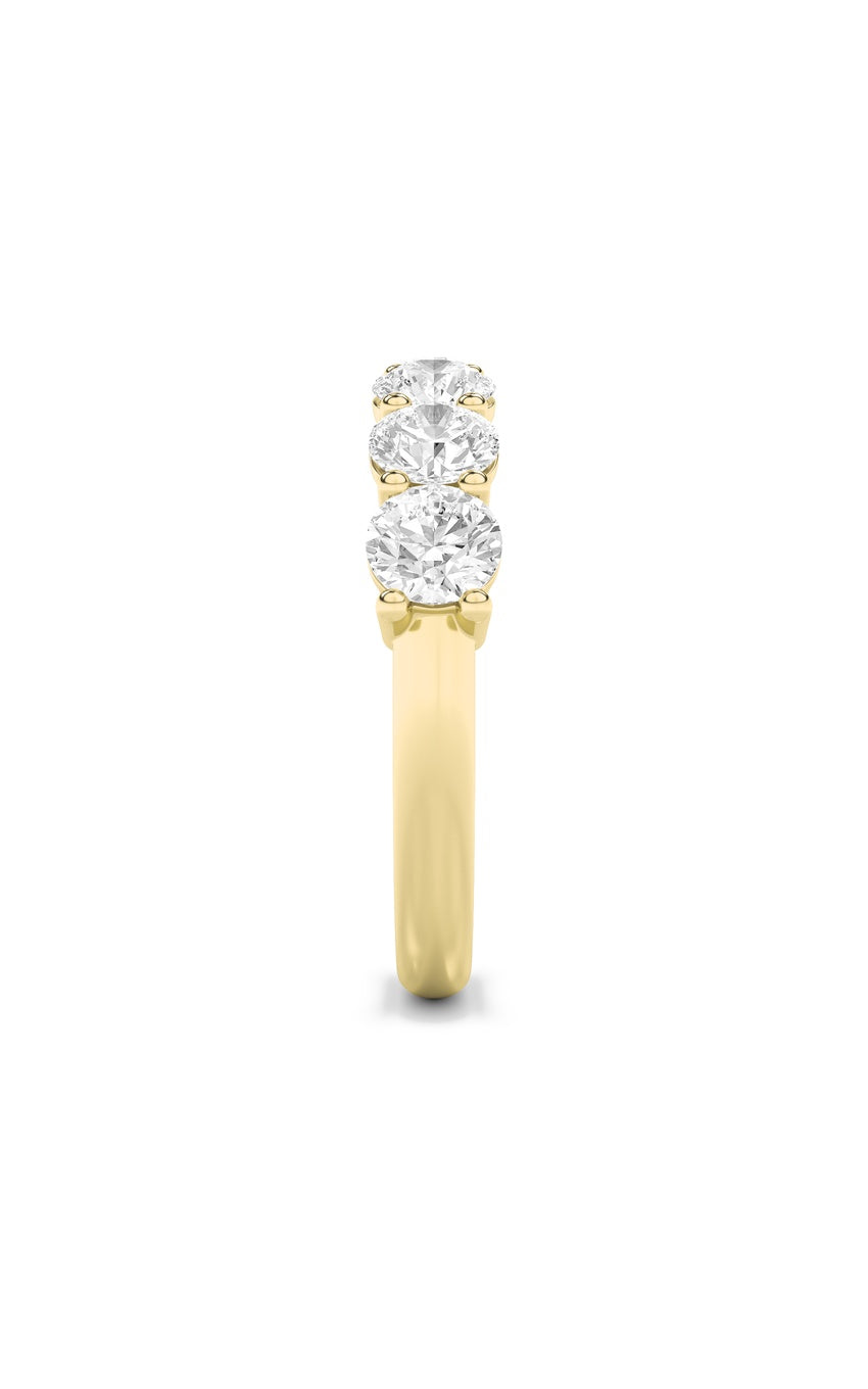 2Cttw Round Shaped Lab Grown Diamond (F/VS) SevenStone Band Ring in 14K Gold
