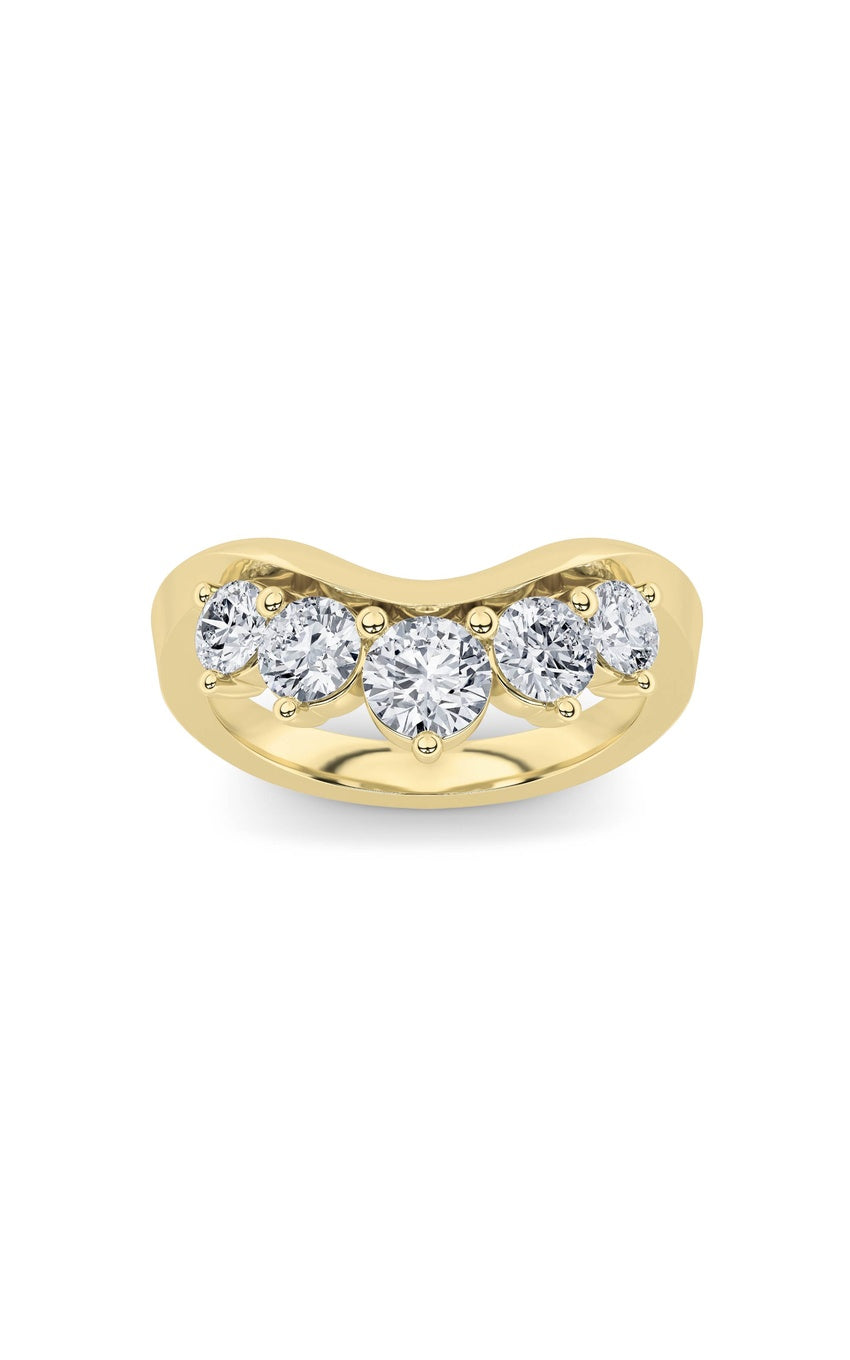 1Cttw Round Shaped Lab Grown Diamond (F/VS) FancyContour Ring in 14K Gold