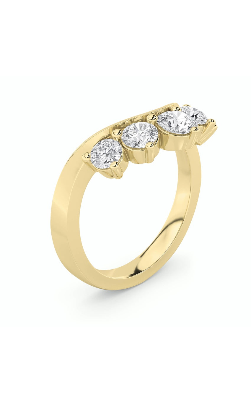 1Cttw Round Shaped Lab Grown Diamond (F/VS) FancyContour Ring in 14K Gold