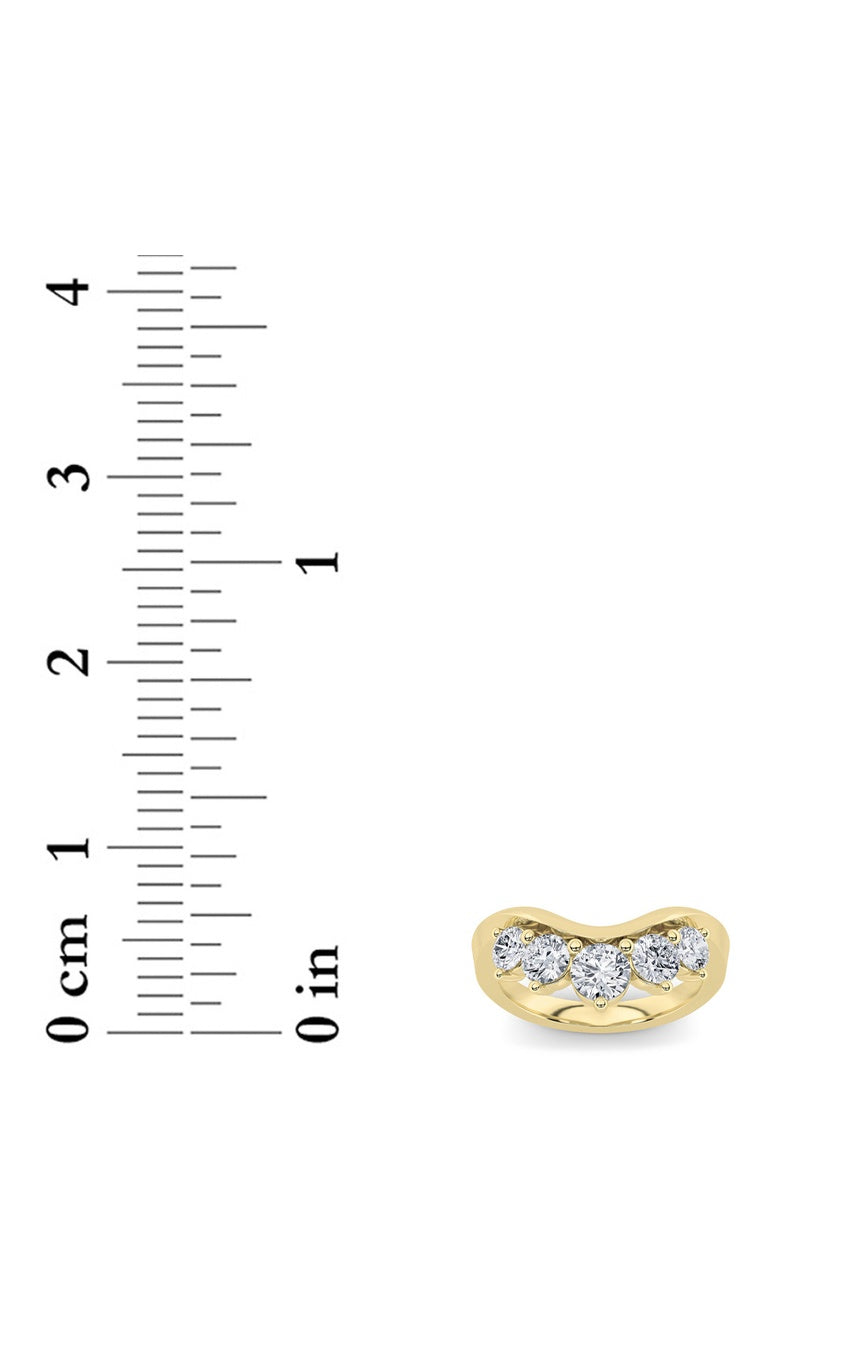 1Cttw Round Shaped Lab Grown Diamond (F/VS) FancyContour Ring in 14K Gold