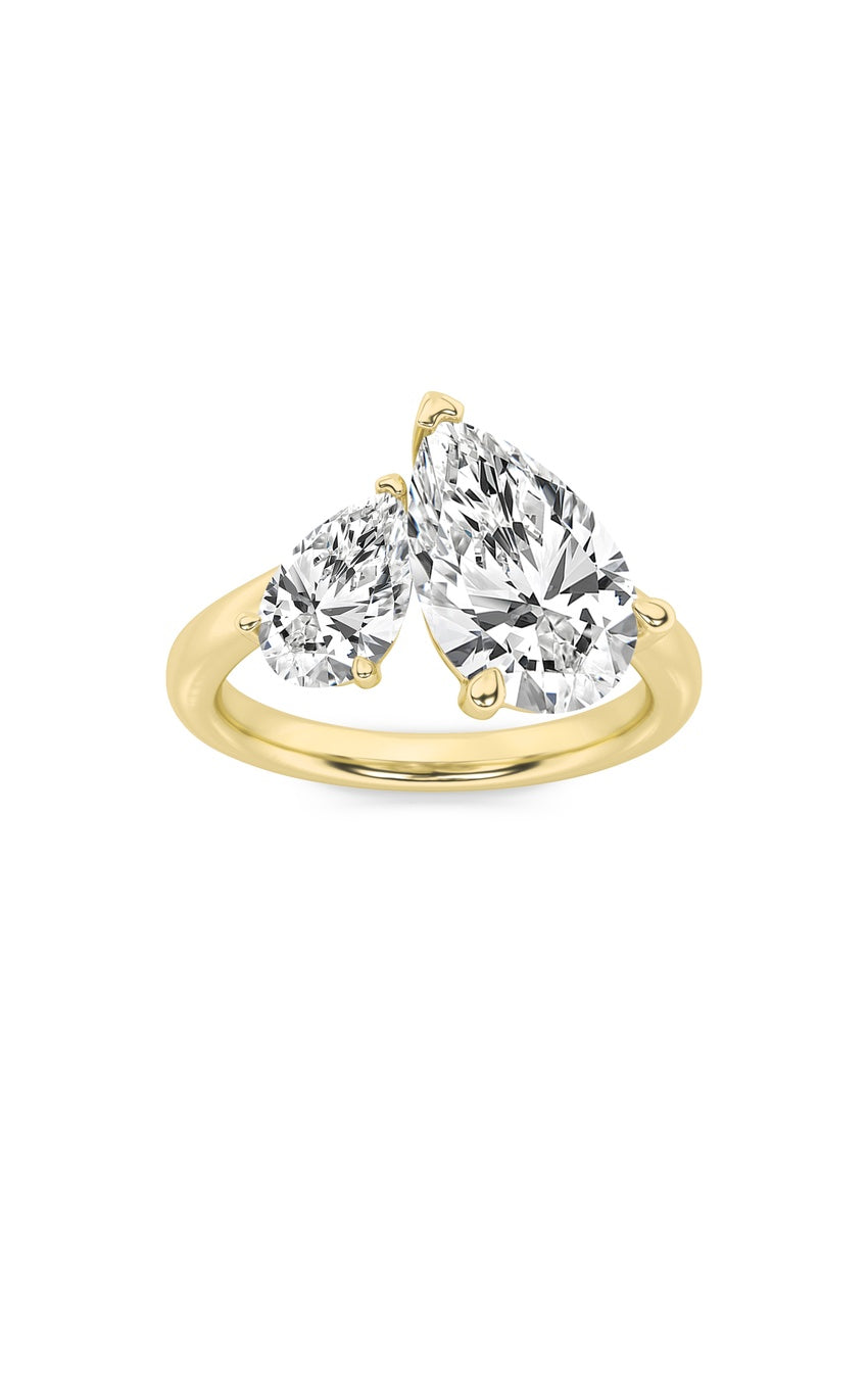 3Cttw Pear Shaped Lab Grown Diamond (F/VS) Toi etMoi Engagement Ring in 14K Gold
