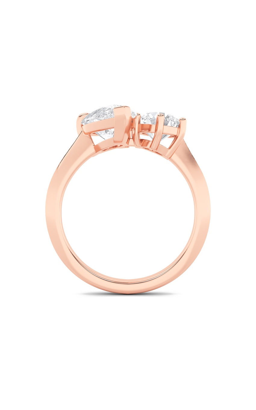 3Cttw Pear Shaped Lab Grown Diamond (F/VS) Toi et Moi Engagement Ring in 14K Gold