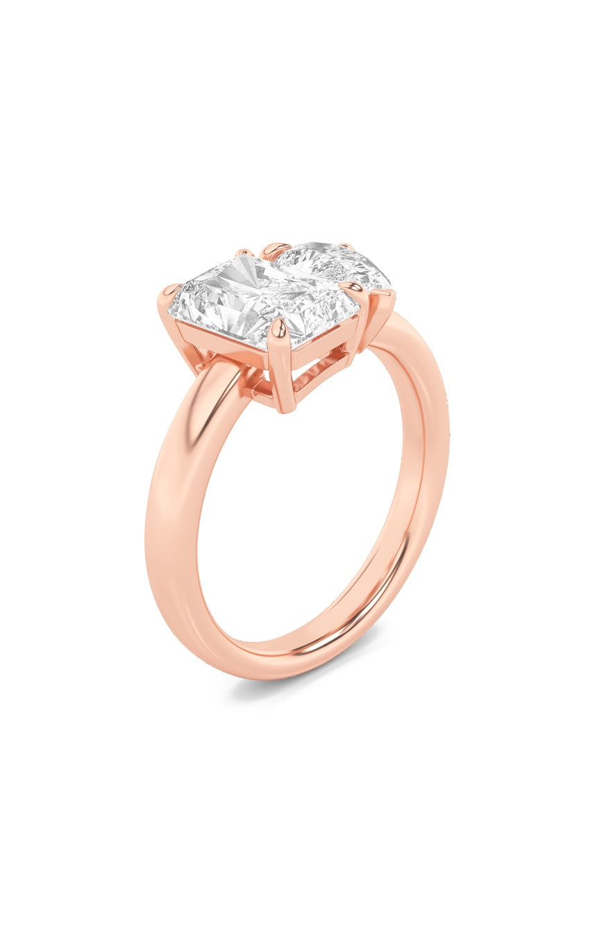 3Cttw Radiant Shaped Lab Grown Diamond (F/VS) Toiet Moi Fashiion Ring in 14K Gold