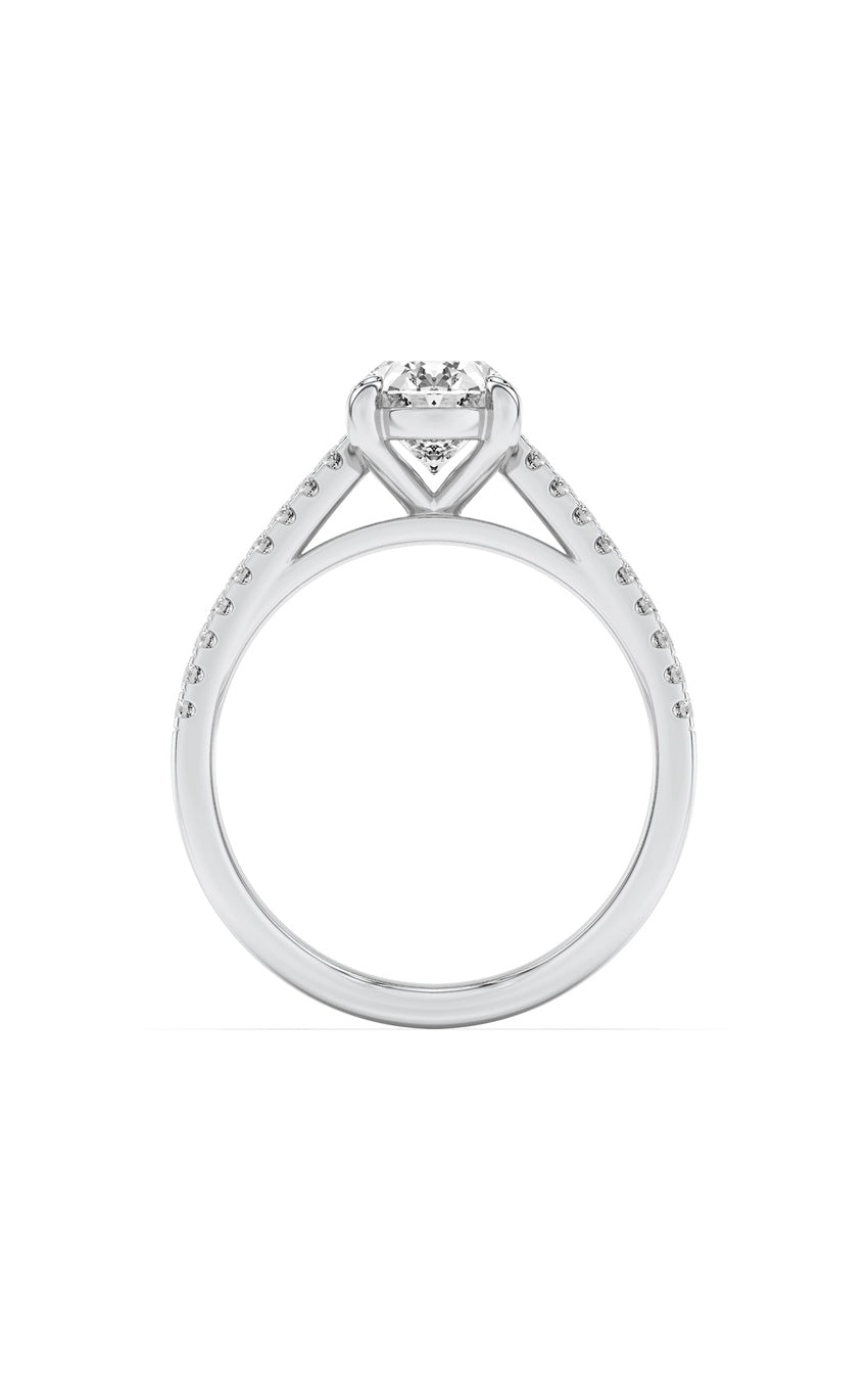 2Cttw Oval Shaped Lab Grown Diamond (F/VS) Cross Shank Accented Engagement Ring in 14K Gold