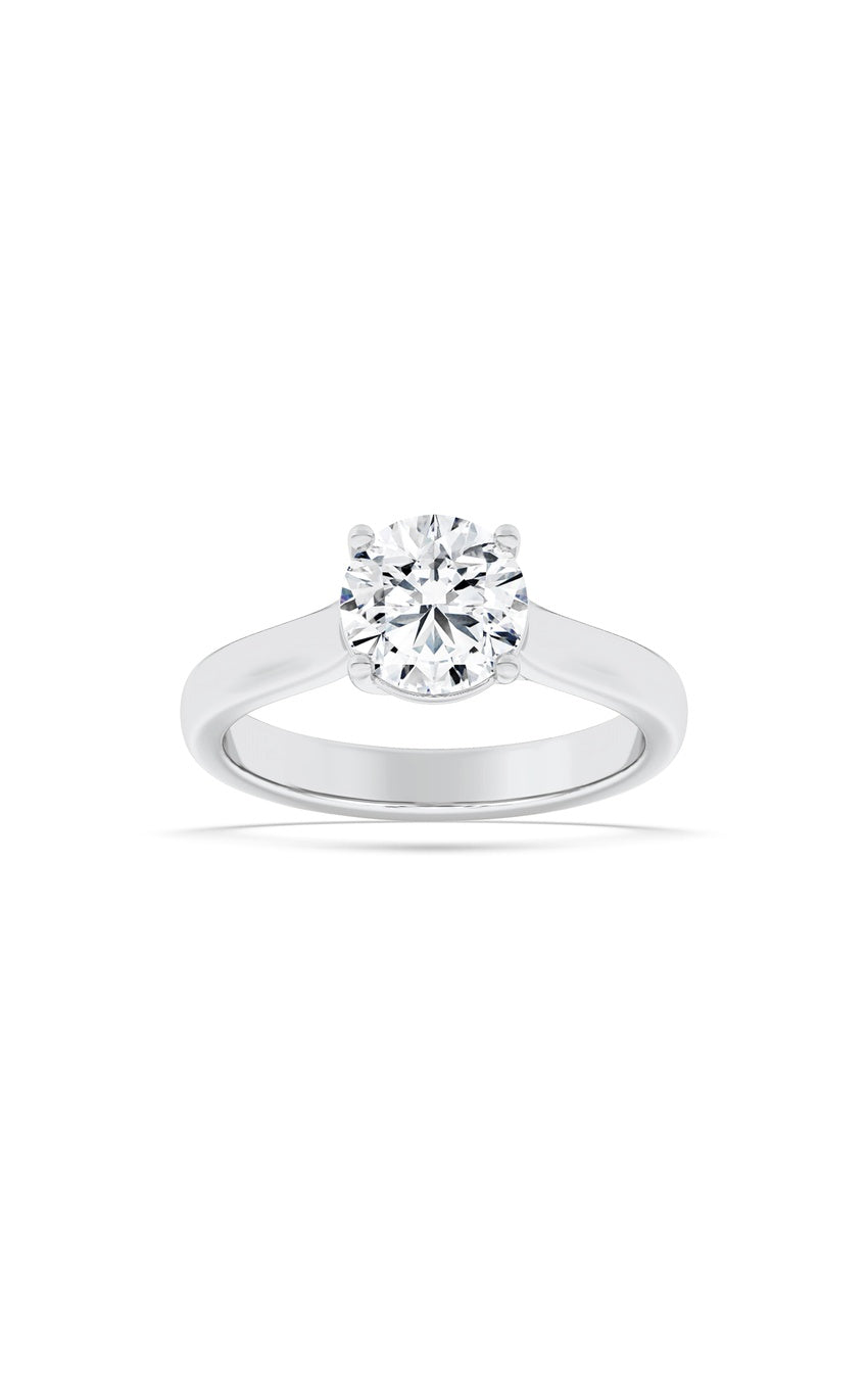 1Cttw Round Shaped Lab Grown Diamond (F/VS) PlainCathedral Trellis Shank Solitaire Engagement Ringin 14K Gold