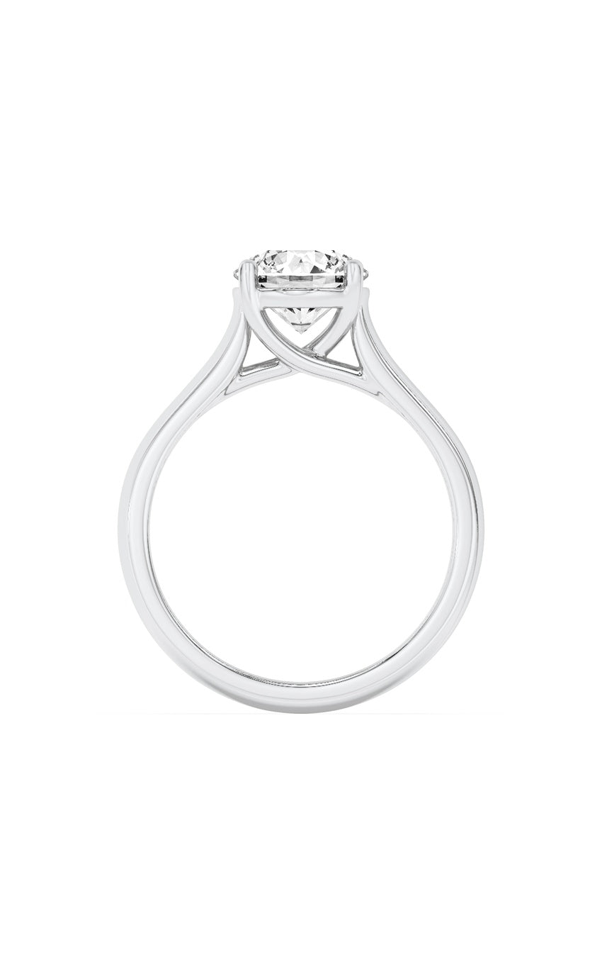 3Cttw Round Shaped Lab Grown Diamond (F/VS) PlainCathedral Trellis Shank Solitaire Engagement Ringin 14K Gold