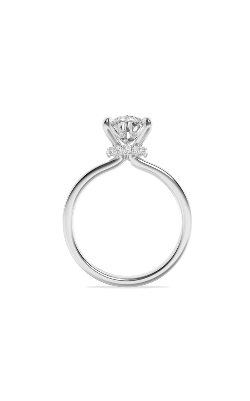 1Cttw Pear Shaped Lab Grown Diamond (F/VS) HiddenHalo Plain Shank Engagement Ring in 14K Gold