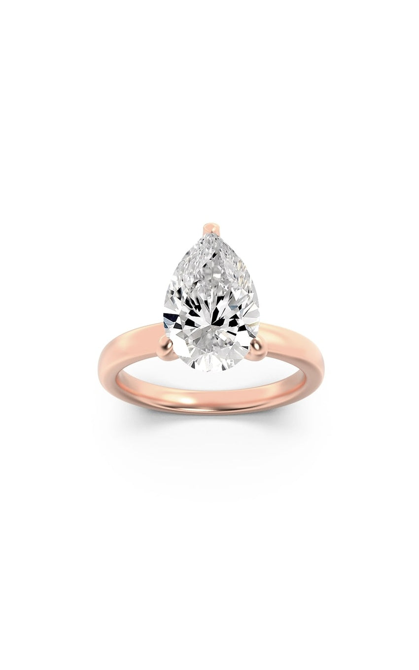 1Cttw Pear Shaped Lab Grown Diamond (F/VS) HiddenHalo Plain Shank Engagement Ring in 14K Gold