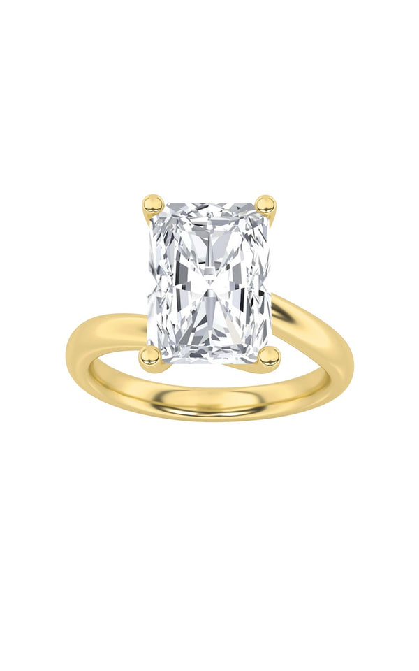 1Cttw Radiant Shaped Lab Grown Diamond (F/VS) Bypass Shank Engagement Ring in 14K Gold