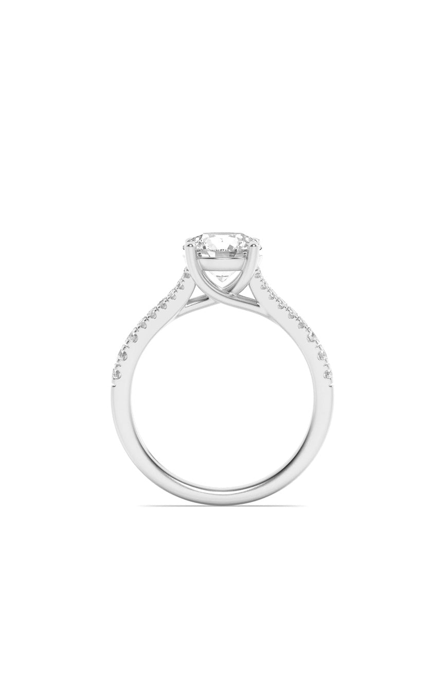 4Cttw Round Shaped Lab Grown Diamond (F/VS) SplitShank Trellis Engagement Ring in 14K Gold