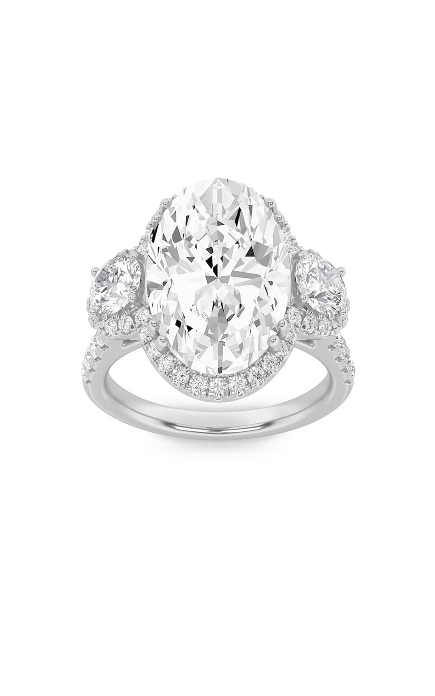 7.5Cttw Oval Shaped Lab Grown Diamond (F/VS) BoldStatement Accented Ring in 14K Gold