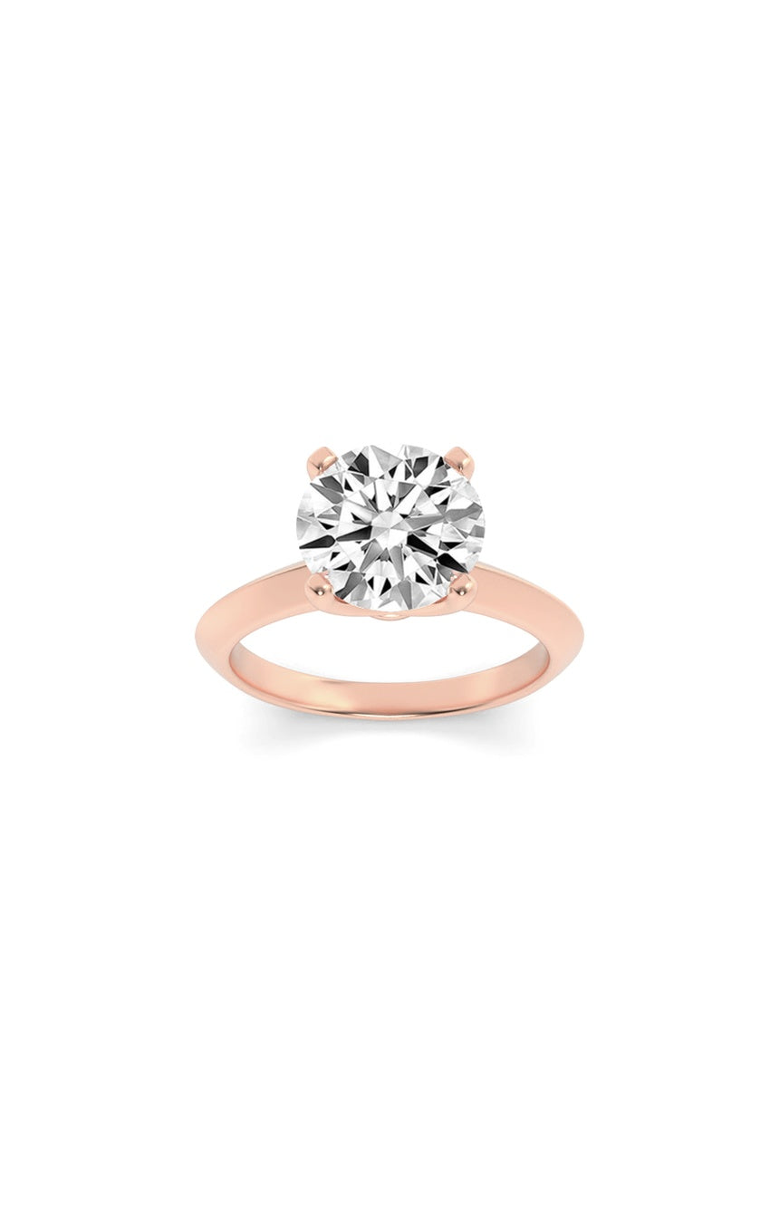 1Cttw Round Shaped Lab Grown Diamond (F/VS) Knife Edge Shank Solitaire Engagement Ring in 14K Gold