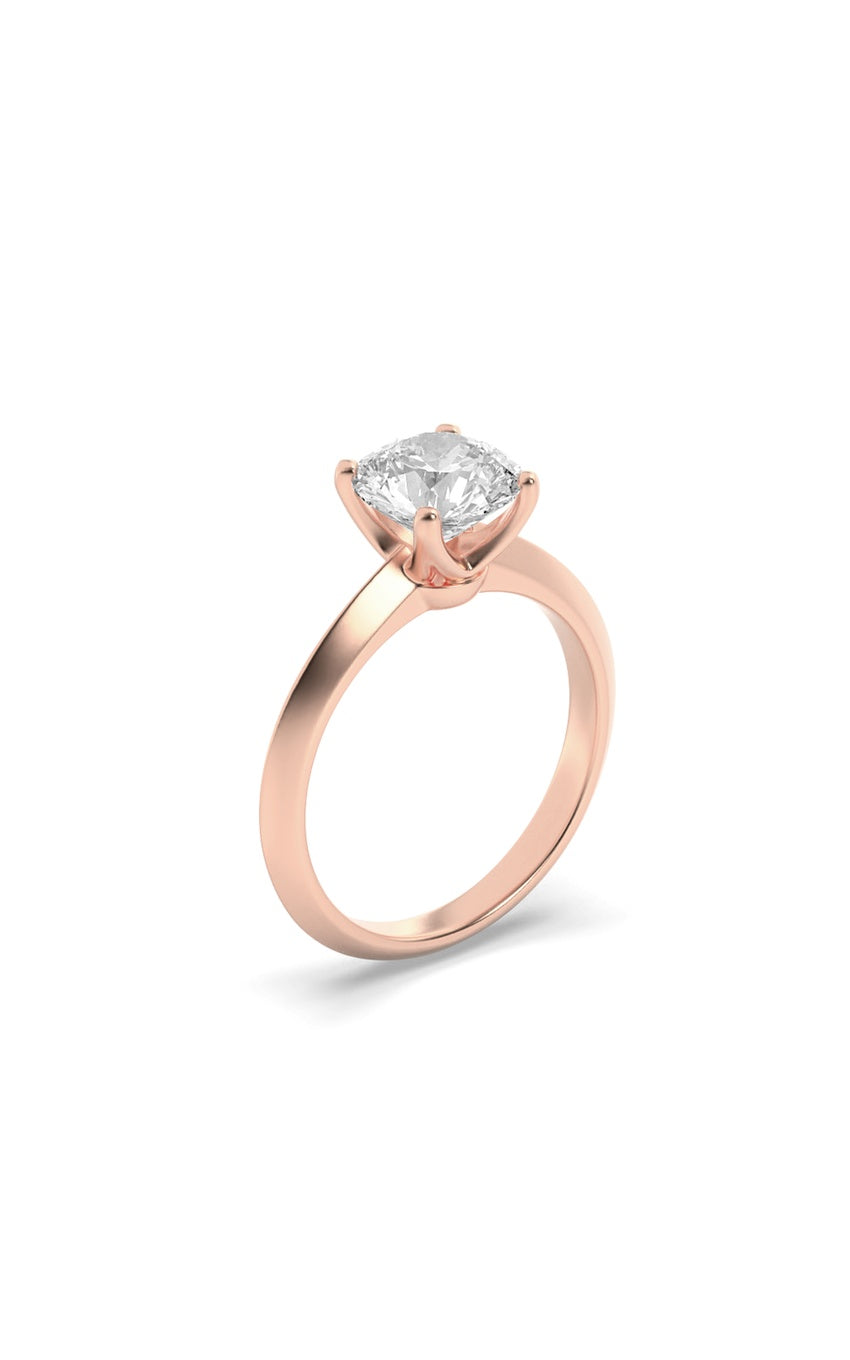 1Cttw Round Shaped Lab Grown Diamond (F/VS) Knife Edge Shank Solitaire Engagement Ring in 14K Gold