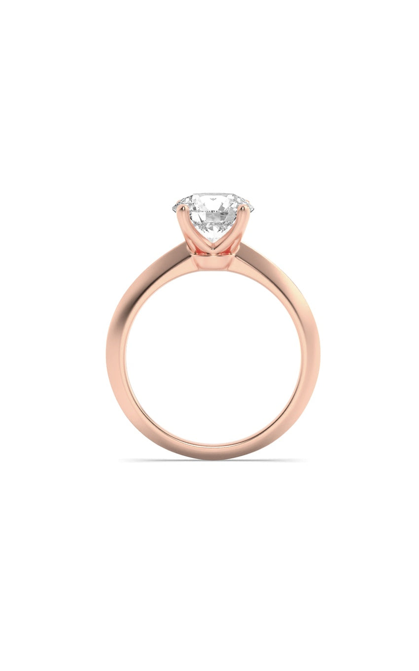 1Cttw Round Shaped Lab Grown Diamond (F/VS) Knife Edge Shank Solitaire Engagement Ring in 14K Gold