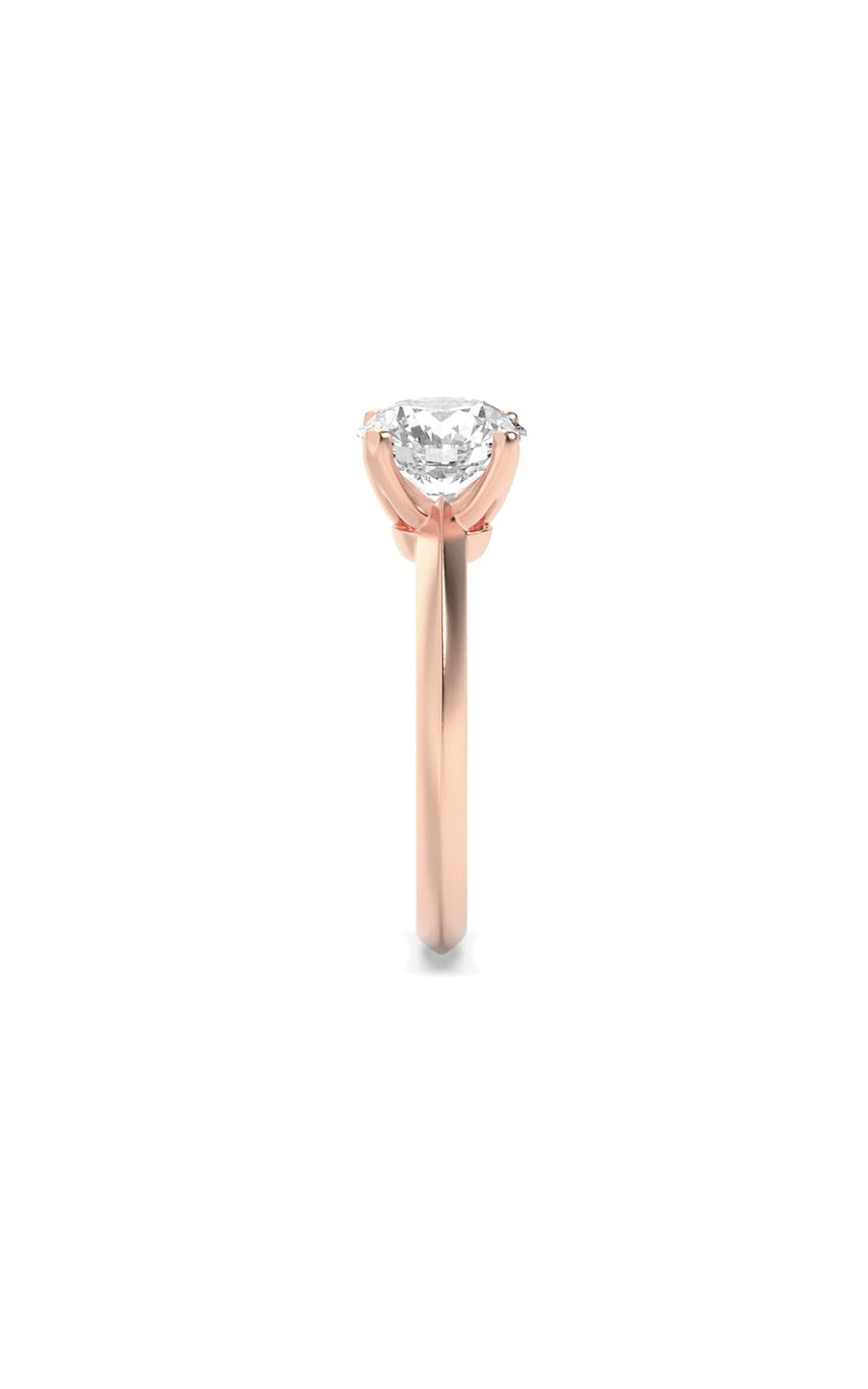 1Cttw Round Shaped Lab Grown Diamond (F/VS) Knife Edge Shank Solitaire Engagement Ring in 14K Gold
