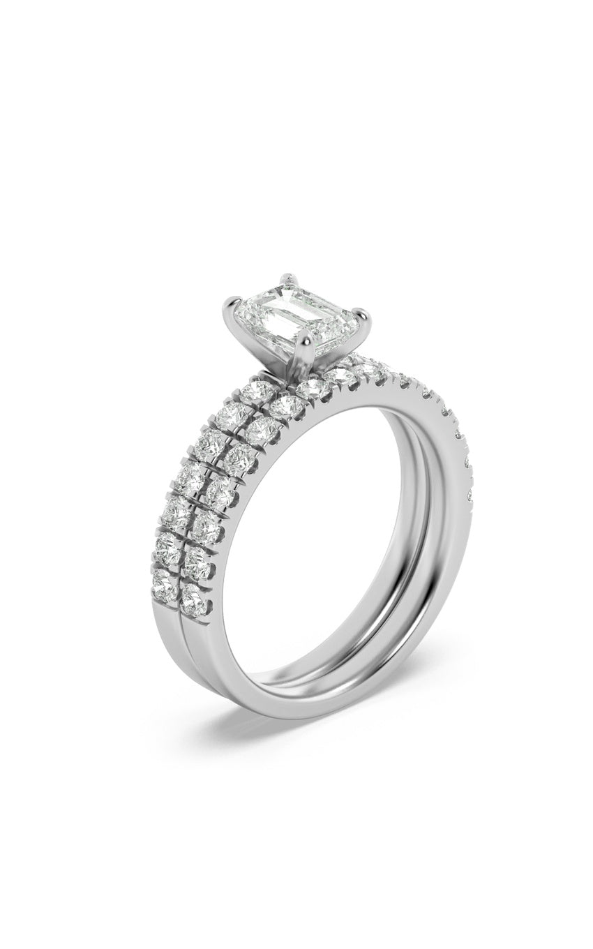 2Cttw Radiant Shaped Lab Grown Diamond (F/VS) Classic Accented Set With Band and Engagement Ring in14K Gold