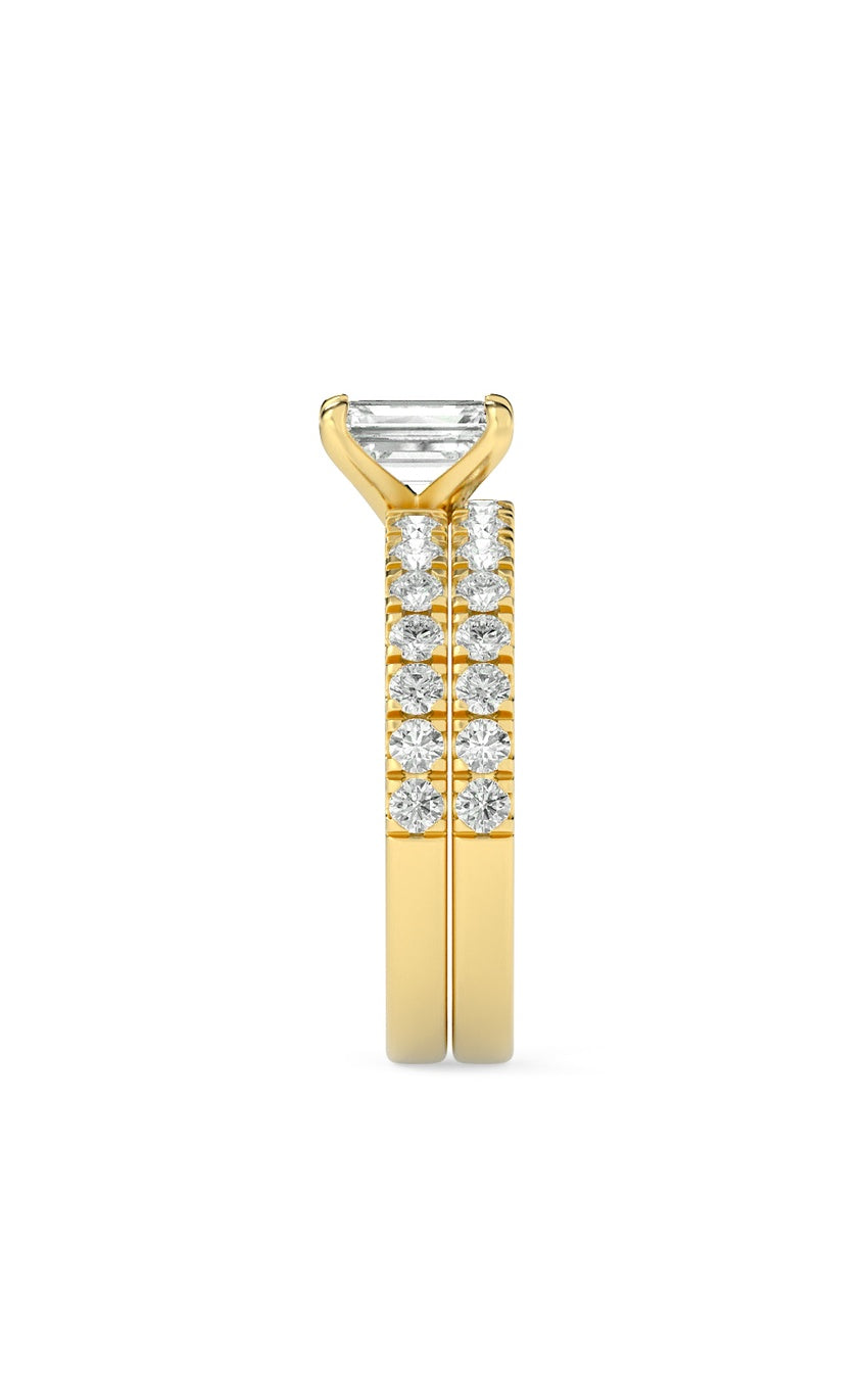 2Cttw Radiant Shaped Lab Grown Diamond (F/VS) Classic Accented Set With Band and Engagement Ring in14K Gold