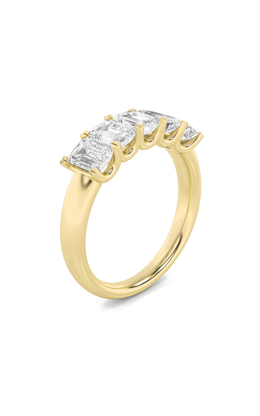 2Cttw Emerald Shaped Lab Grown Diamond (F/VS) Five Stone Band Ring in 14K Gold