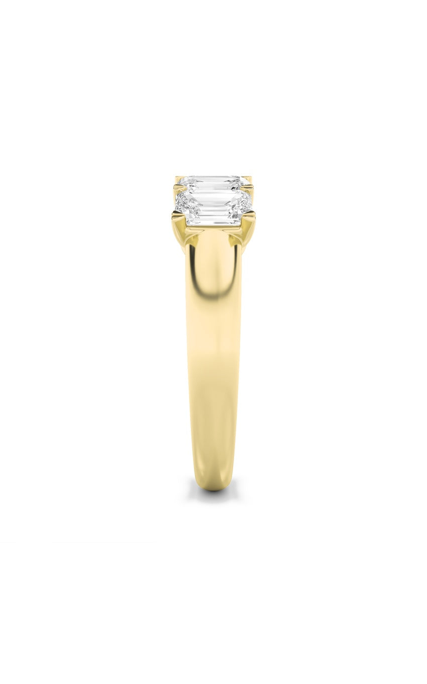 2Cttw Emerald Shaped Lab Grown Diamond (F/VS) Five Stone Band Ring in 14K Gold