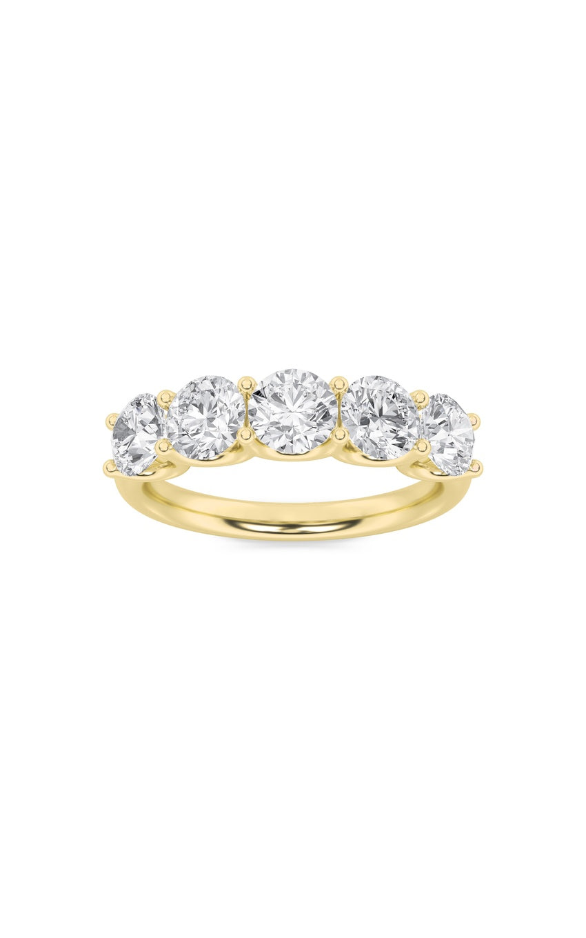 2Cttw Round Shaped Lab Grown Diamond (F/VS) Five Stone Band Ring in 14K Gold