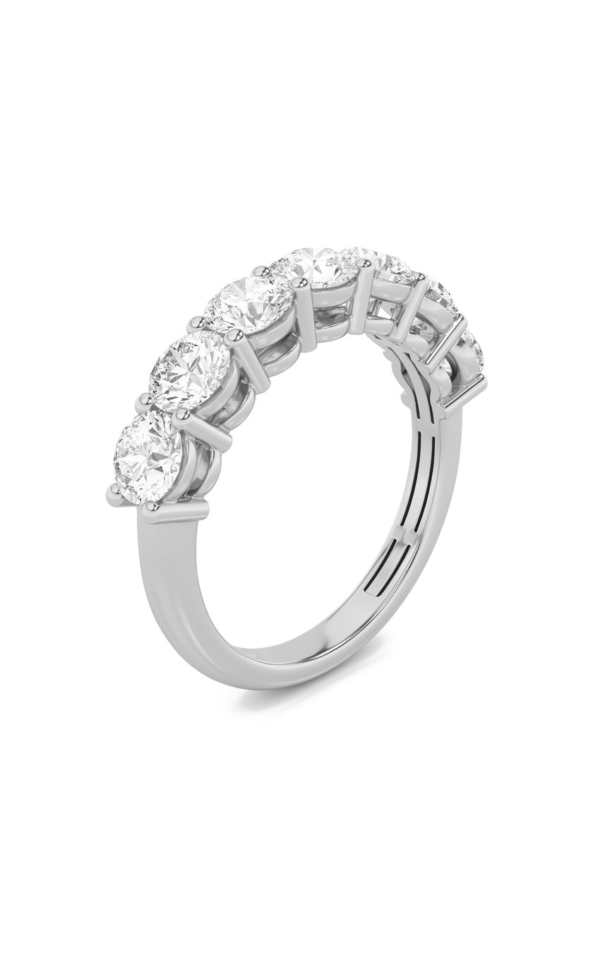 2Cttw Round Shaped Lab Grown Diamond (F/VS) SevenStone Band Ring in 14K Gold