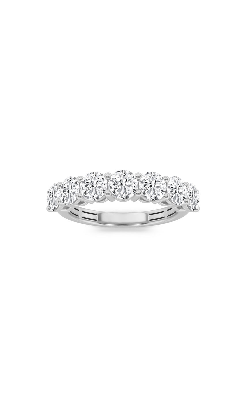3Cttw Round Shaped Lab Grown Diamond (F/VS) SevenStone Band Ring in 14K Gold
