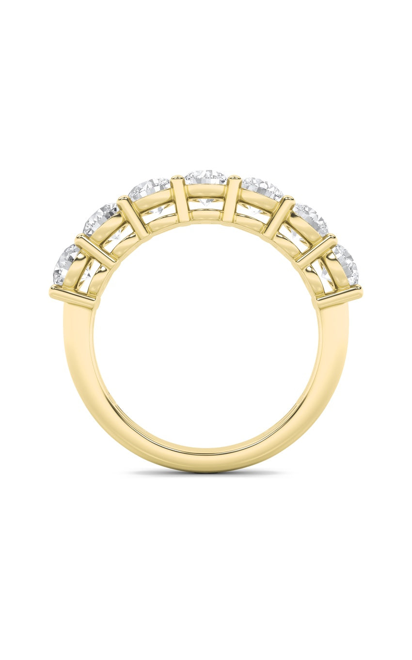 3Cttw Round Shaped Lab Grown Diamond (F/VS) SevenStone Band Ring in 14K Gold
