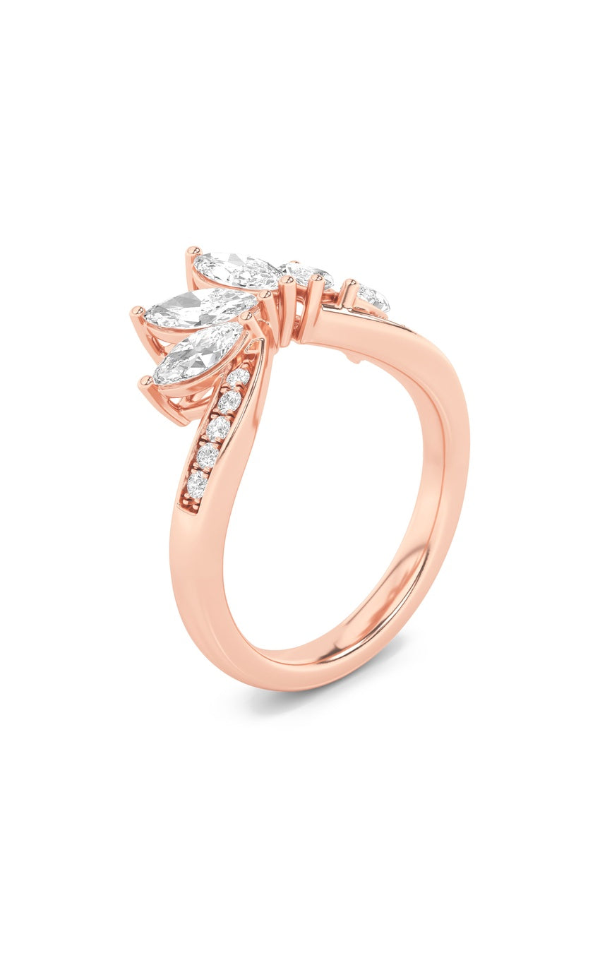 1.5Cttw Marquise Shaped Lab Grown Diamond (F/VVS)Fancy Contour Ring in 14K Gold
