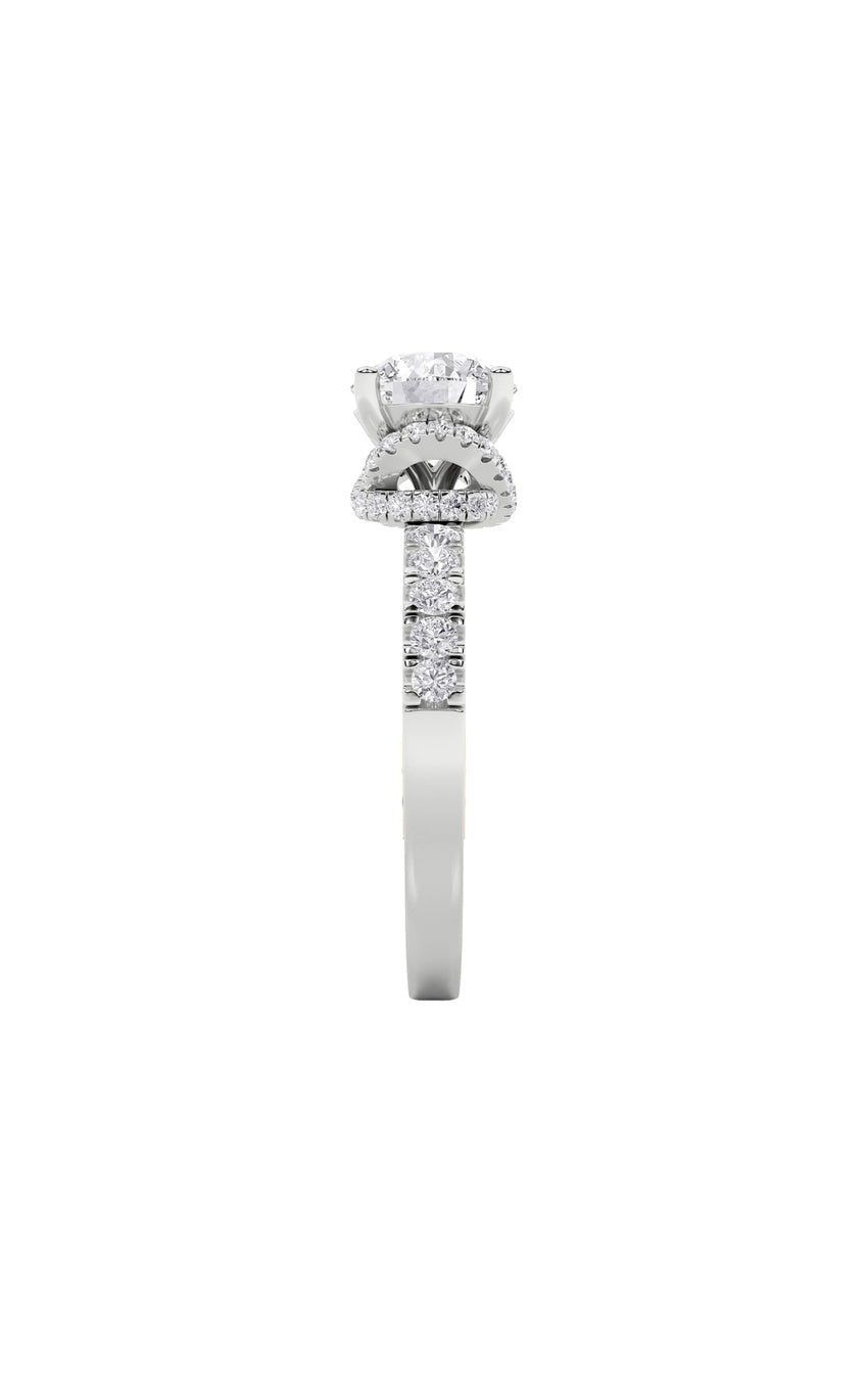 2Cttw Round Shaped Lab Grown Diamond (F/VS) Two Tone Accented Fancy Engagement Ring in 14K Gold