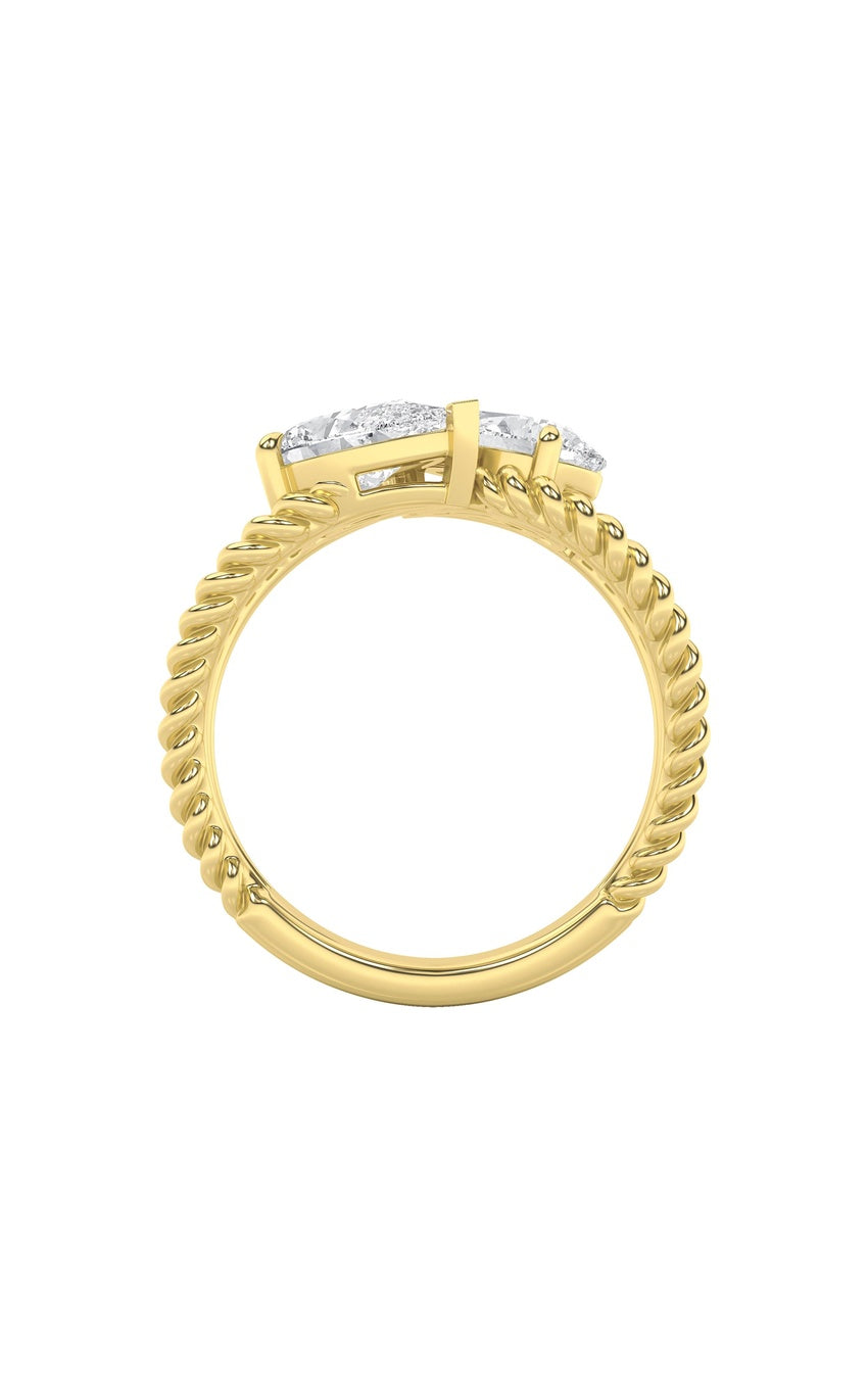 2Cttw Pear Shaped Lab Grown Diamond (F/VS) Toi etMoi Fashiion Ring in 14K Gold