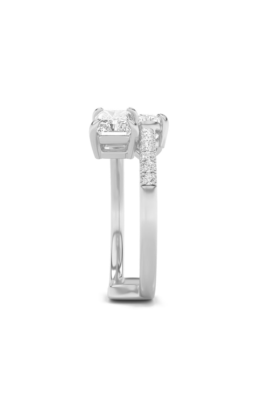 1.5Cttw Pear Shaped Lab Grown Diamond (F/VS) Toi et Moi Fashion Ring in 14K Gold