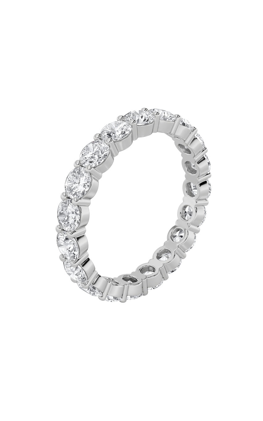 3Cttw Round Shaped Lab Grown Diamond Split Prong Eternity Ring in 14K Gold (F/VS)