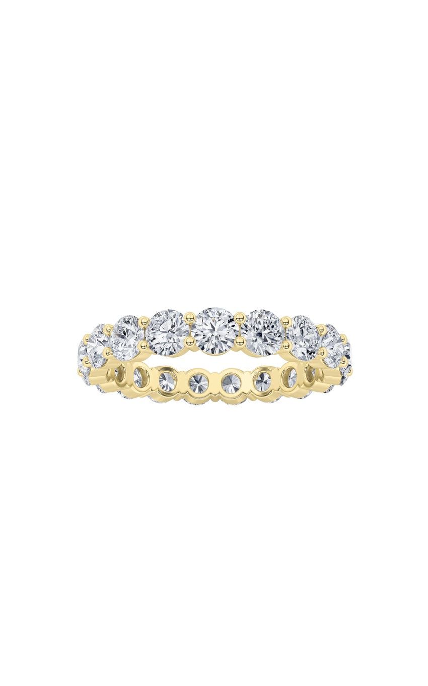 3Cttw Round Shaped Lab Grown Diamond Split Prong Eternity Ring in 14K Gold (F/VS)