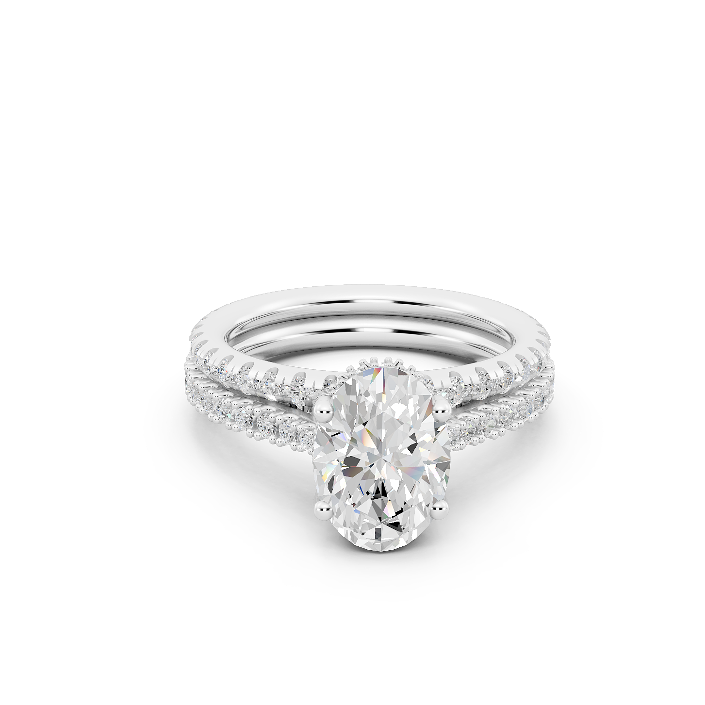 Ovani® Lab-grown Diamond Oval Hidden Halo Bridal Set
