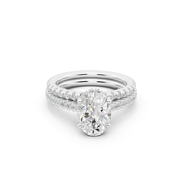 Ovani® Lab-grown Diamond Oval Hidden Halo Bridal Set
