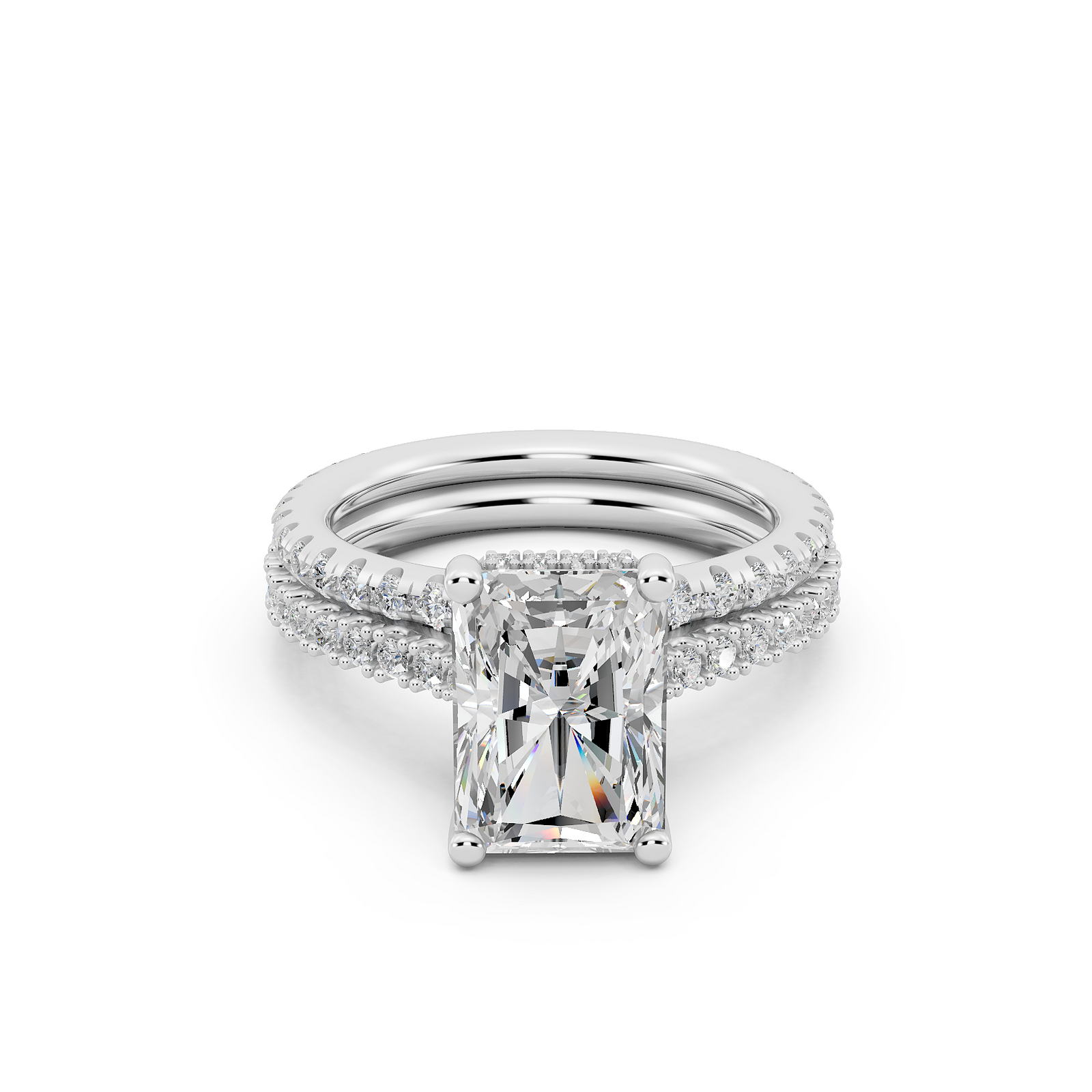 Ovani® Lab-grown Diamond Radiant Hidden Halo Bridal Set