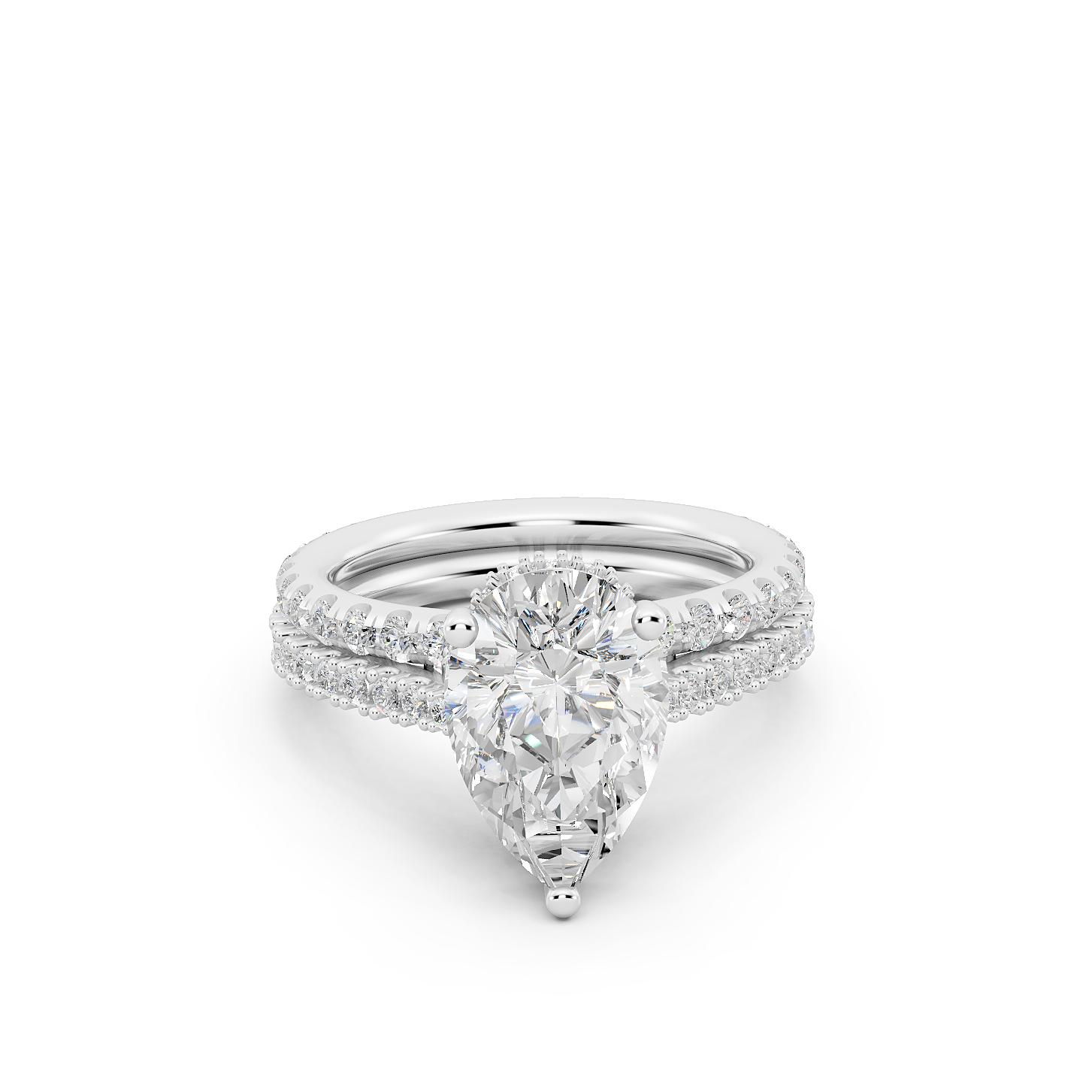 Ovani® Lab-grown Diamond Pear Hidden Halo Bridal Set